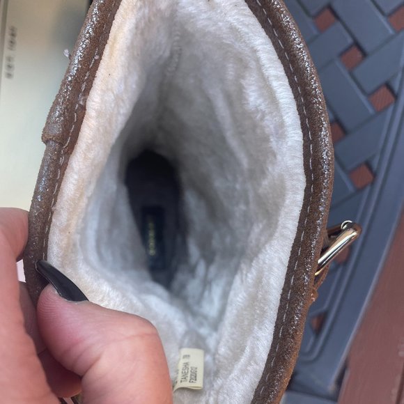 COACH TANESHA SUEDE SHEARLING Women's 7 After Ski Boot Metallic Gold Winter - Picture 11 of 16